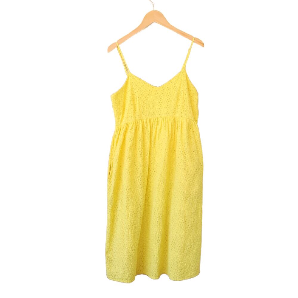 The Prairie Yellow Embroidered Eyelet Midi Dress Size 8 Summer Sundress Cottage - Picture 9 of 11